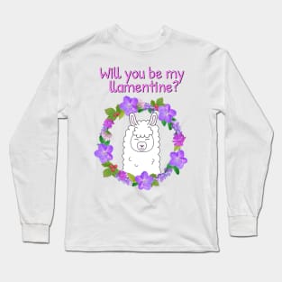 Will you be my llamentine? Happy Valentines day 2022 Long Sleeve T-Shirt